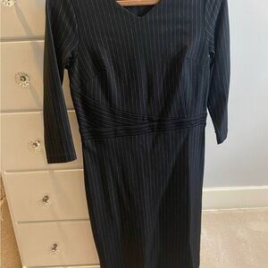 Ann Taylor Elegant Black Pinstripe Dress
